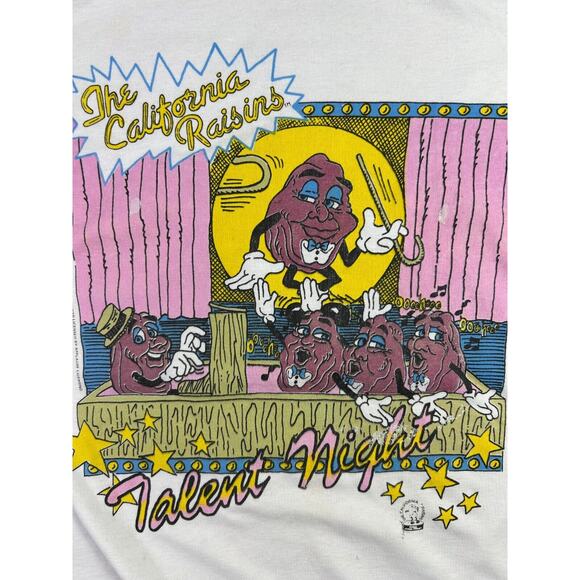 Vintage 1987 The California Raisins 3/4 Sleeve Sweatshirt Talent Night BJ Frog L - Picture 5 of 16